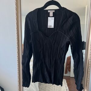 Square/Sweetheart Neck Black Ribbed Top - H&M Size Medium